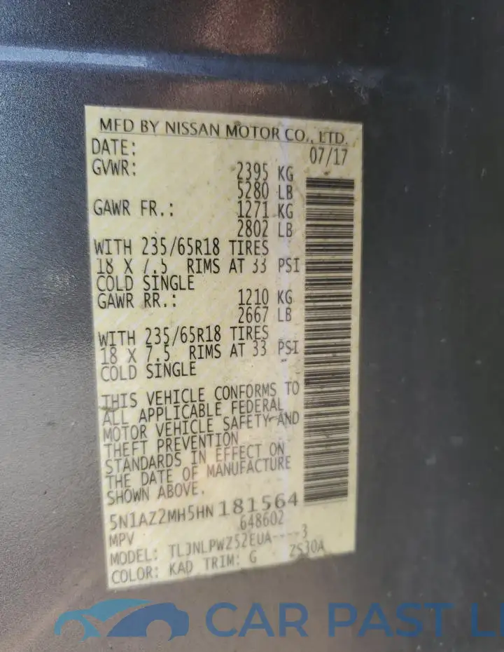 5N1AZ2MH5HN181564# 14