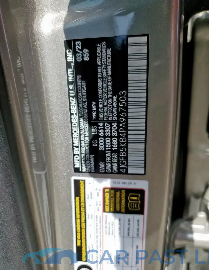 4JGFB5KB4PA967503# 12