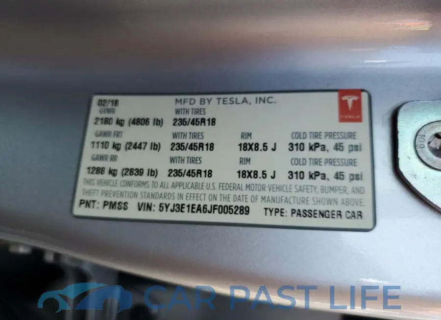5YJ3E1EA6JF005289# 12