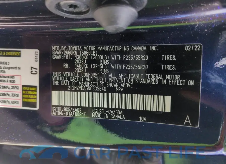 2T2HZMDA5NC335640# 13