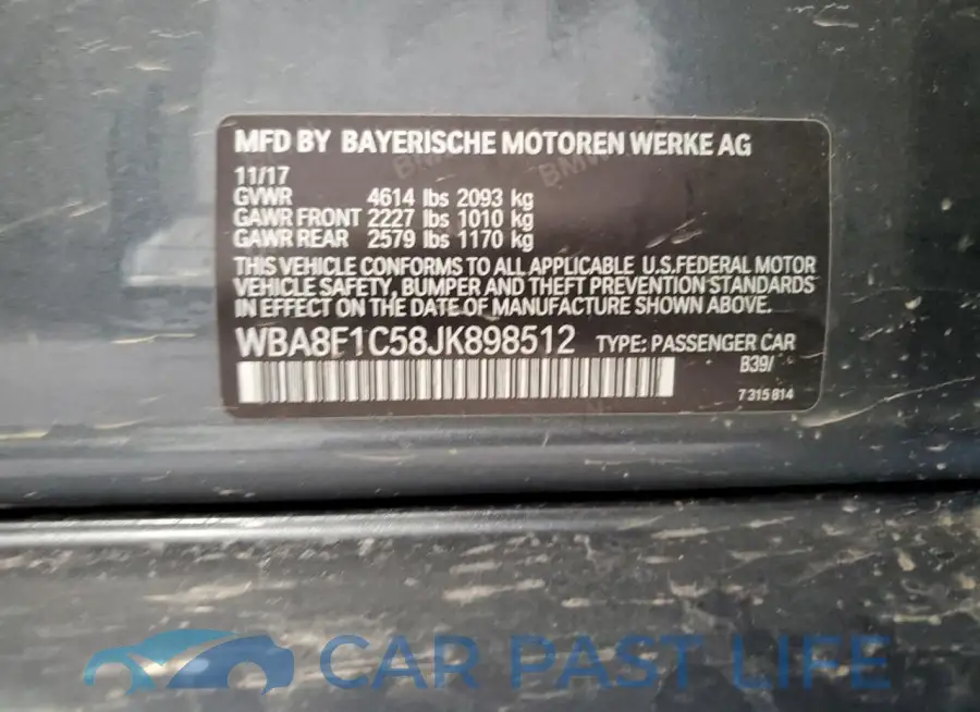 WBA8F1C58JK898512# 12