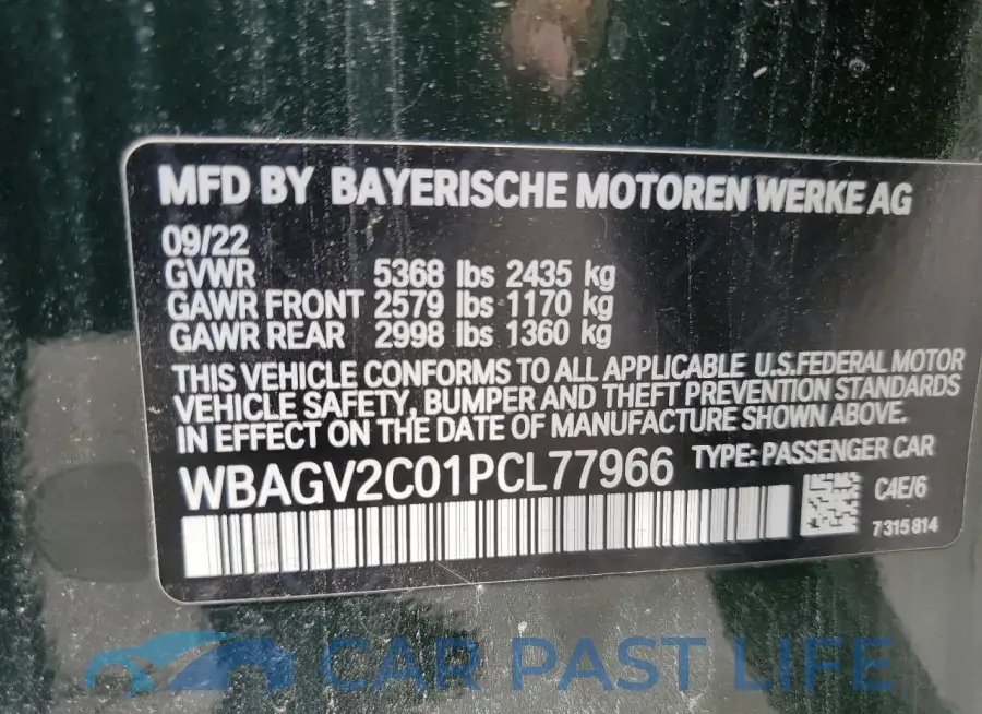 WBAGV2C01PCL77966# 12