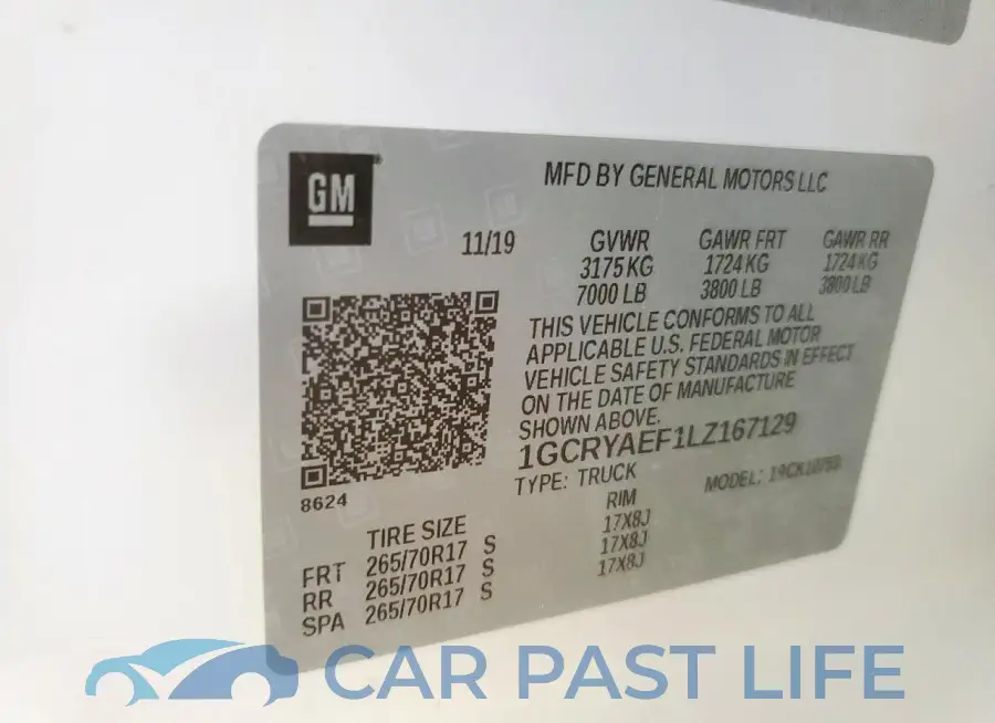 1GCRYAEF1LZ167129# 12