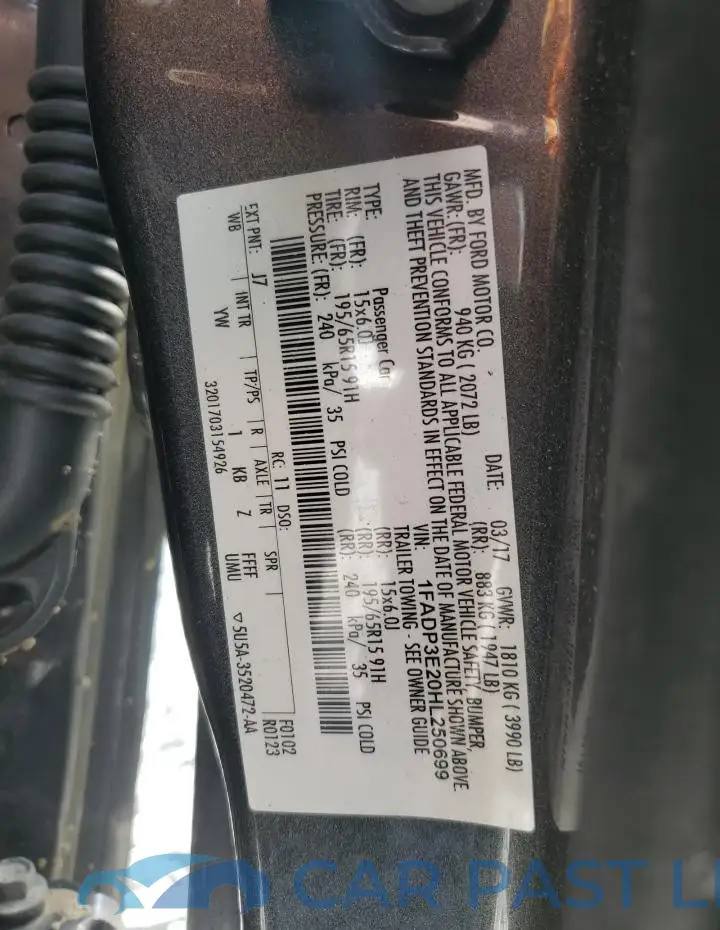 1FADP3E20HL250699# 12