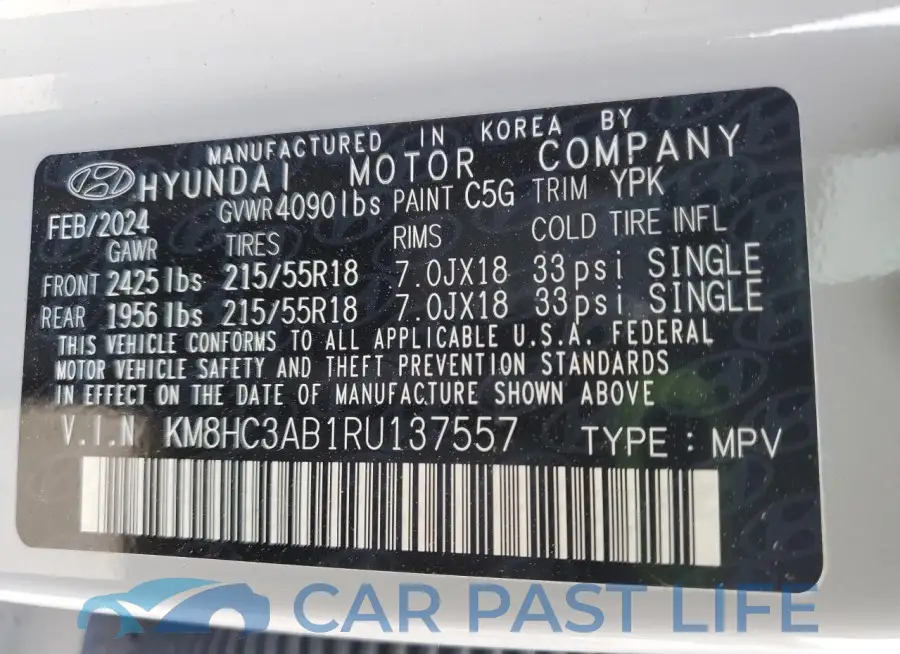 KM8HC3AB1RU137557# 12