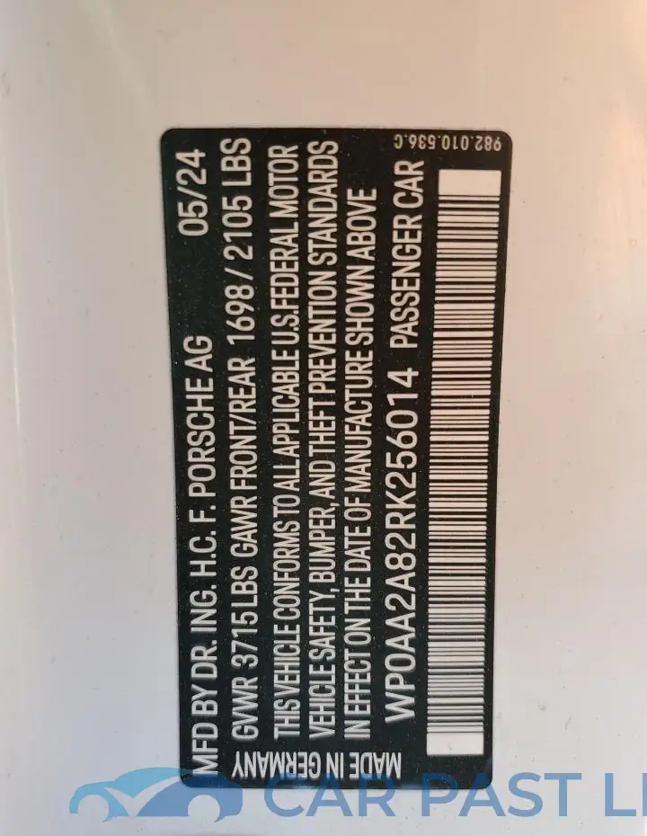 WP0AA2A82RK256014# 13