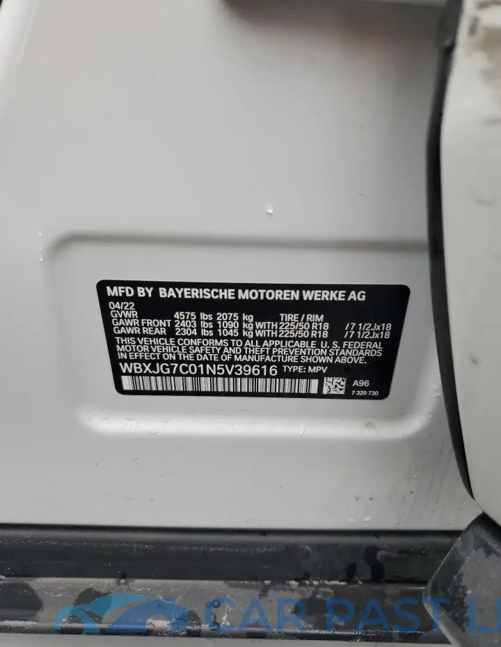 WBXJG7C01N5V39616# 14