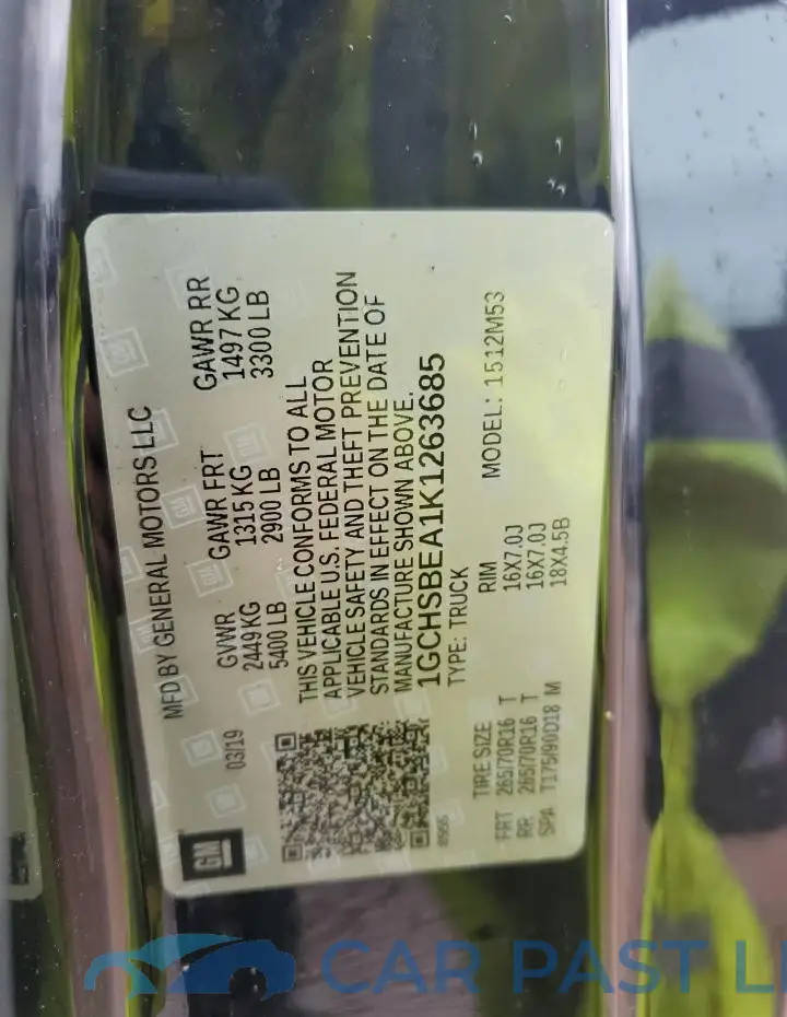 1GCHSBEA1K1263685# 12