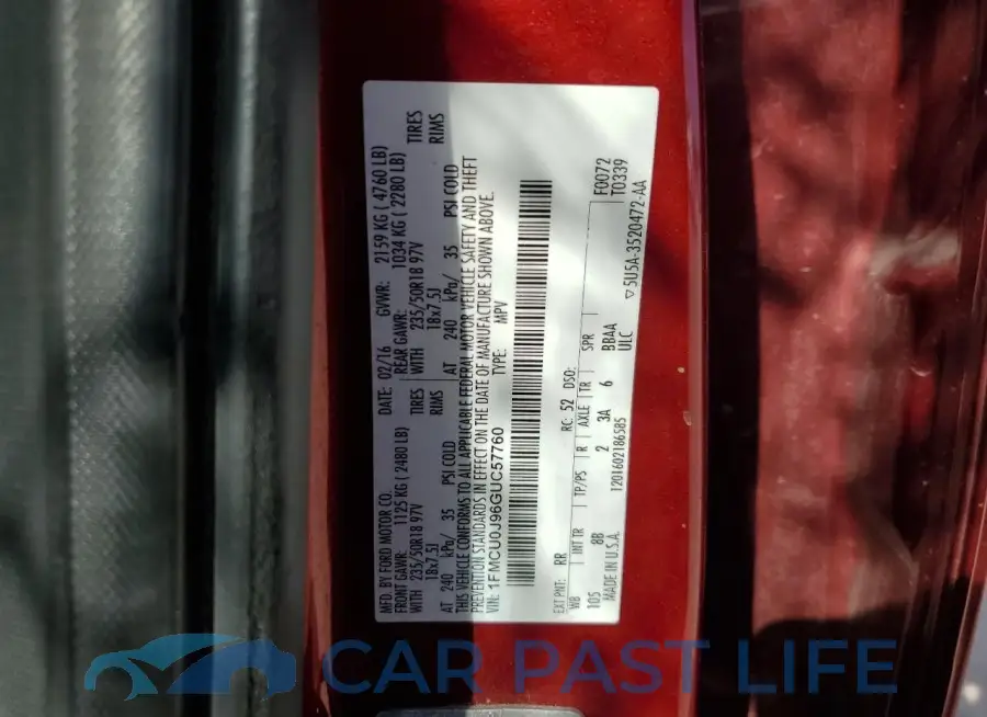 1FMCU0J96GUC57760# 13