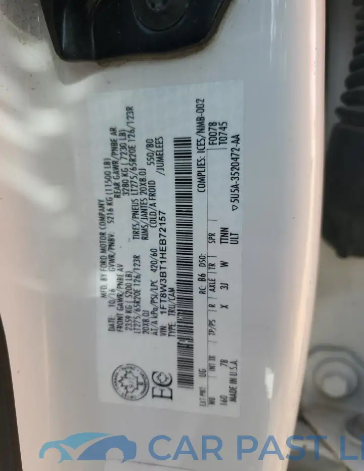 1FT8W3BT1HEB72157# 12
