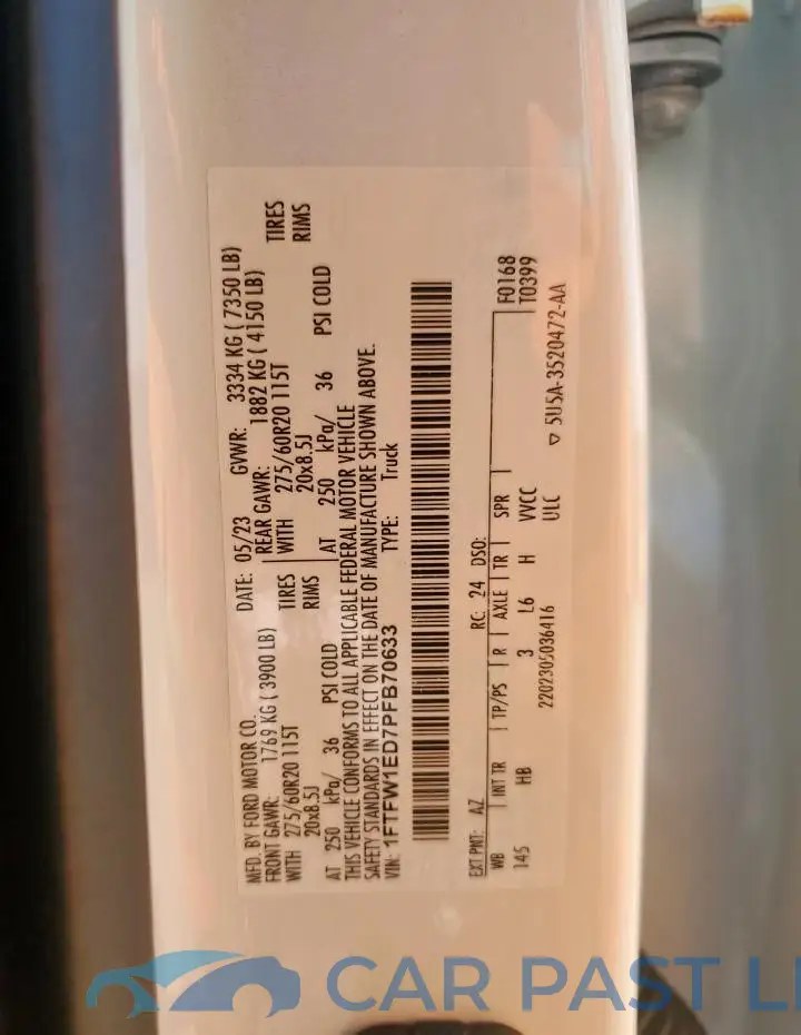 1FTFW1ED7PFB70633# 12