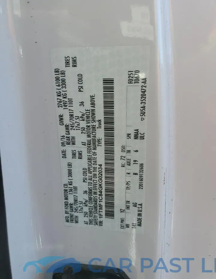 1FTMF1C84GKG02034# 12