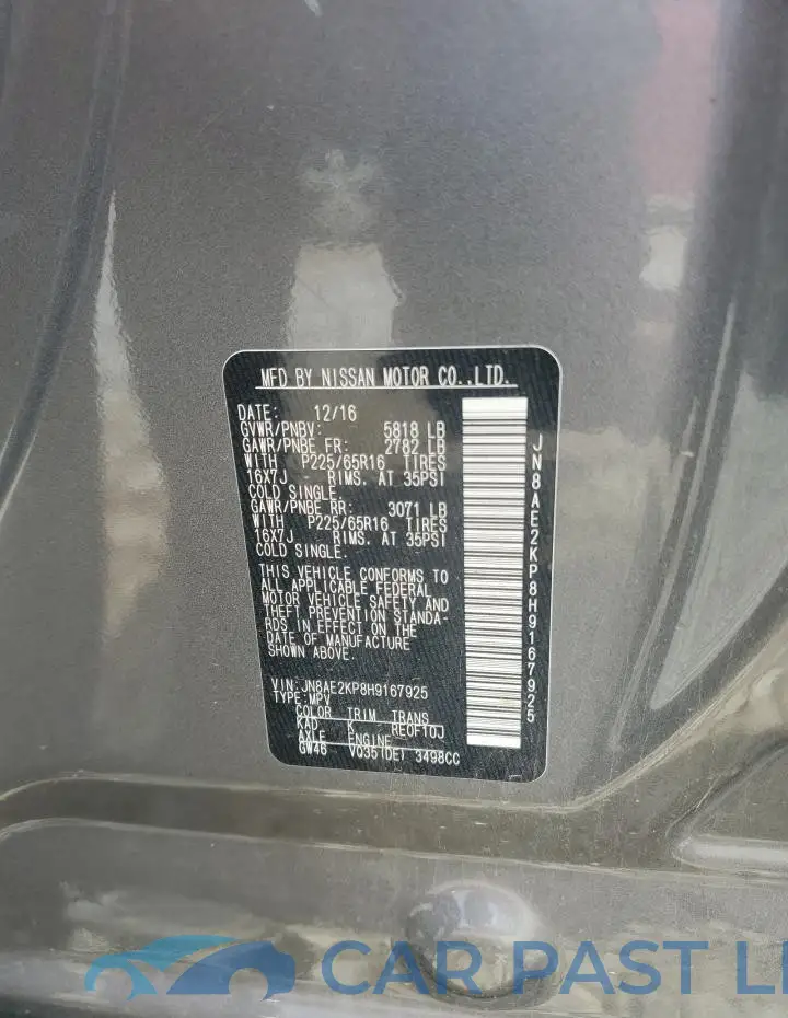 JN8AE2KP8H9167925# 14