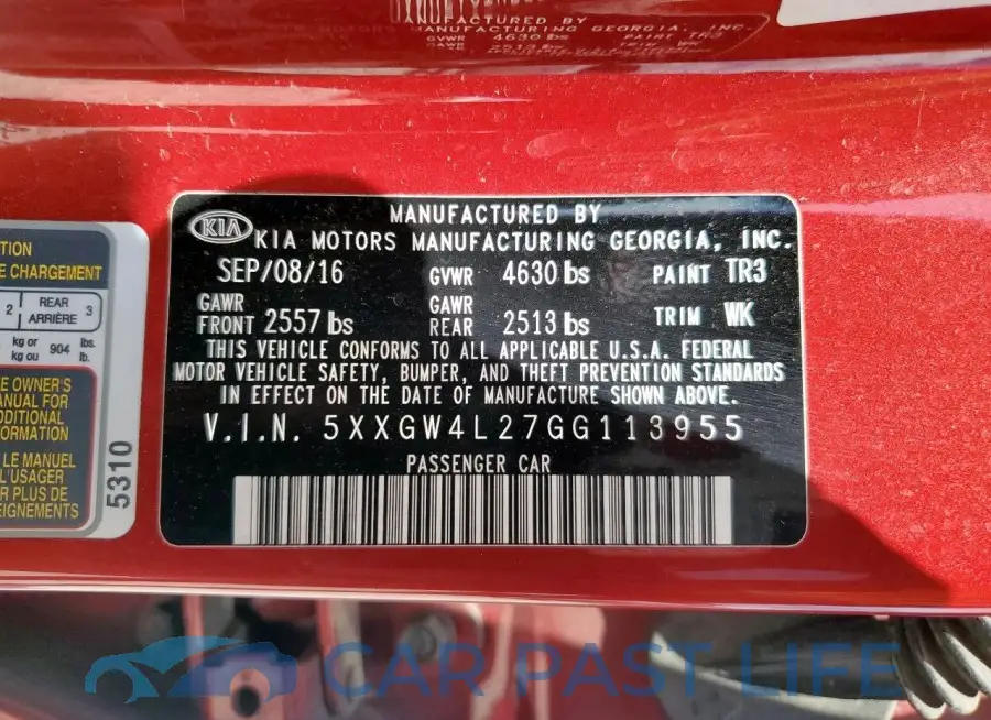 5XXGW4L27GG113955# 12