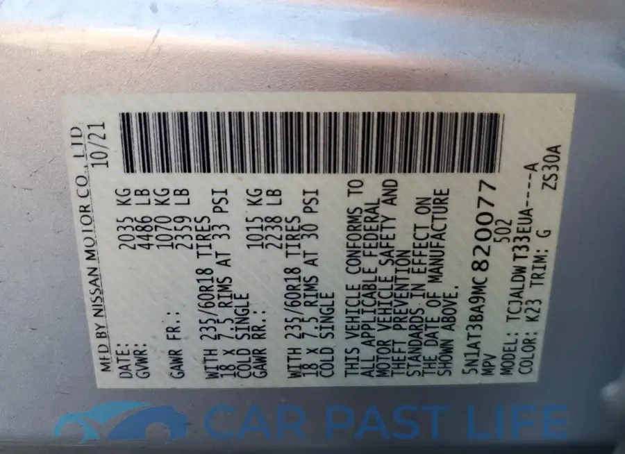 5N1AT3BA9MC820077# 14