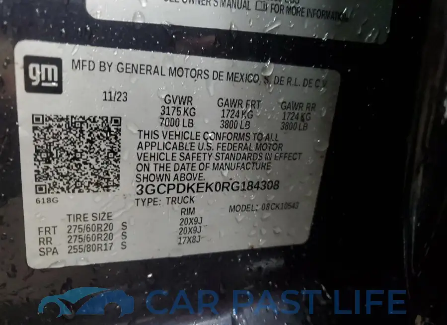 3GCPDKEK0RG184308# 13