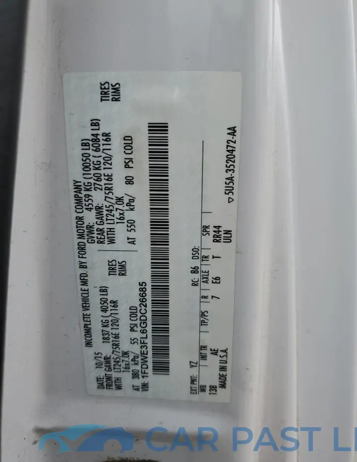 1FDWE3FL6GDC26685# 12