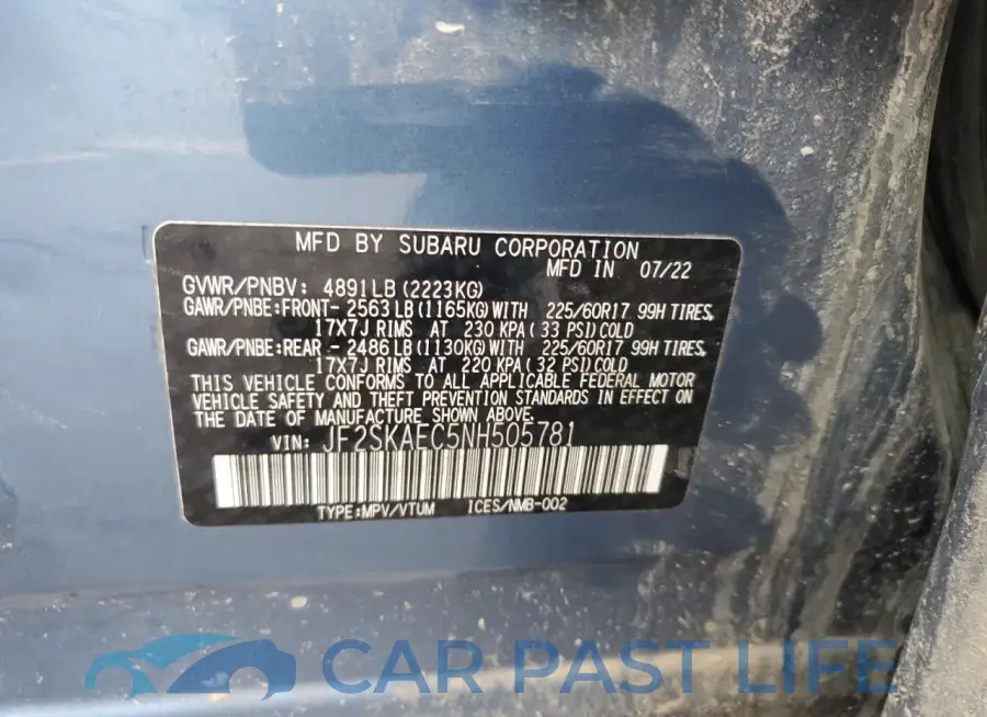 JF2SKAEC5NH505781# 13