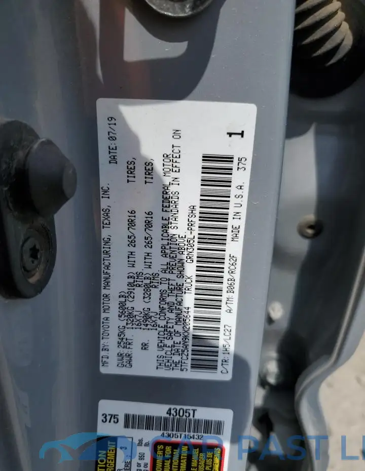 5TFCZ5AN9KX205644# 13
