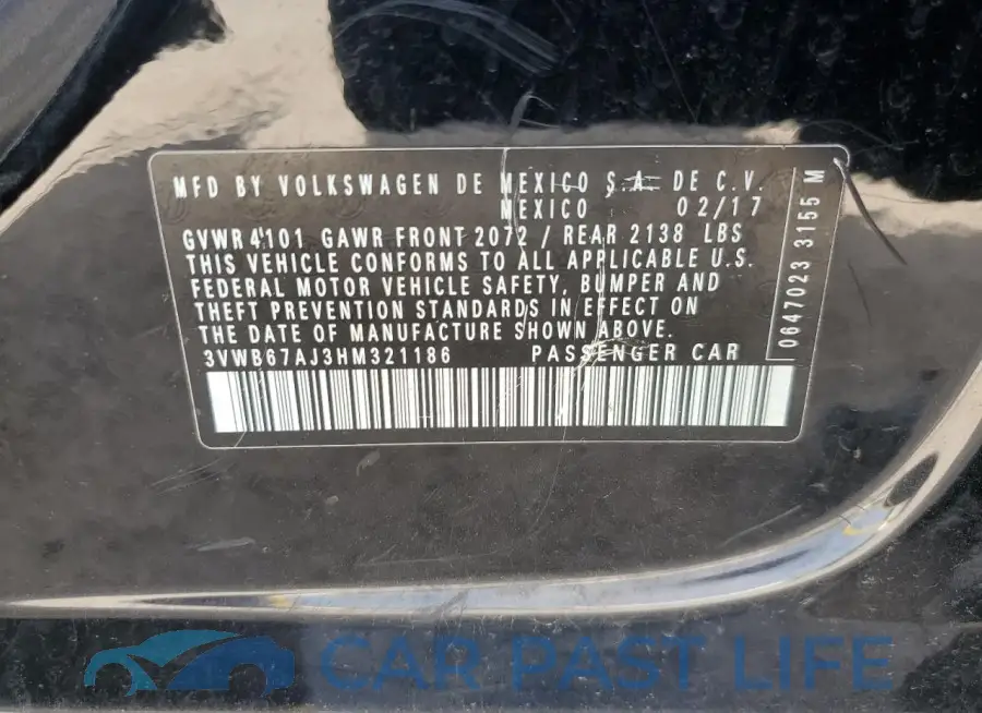 3VWB67AJ3HM321186# 13