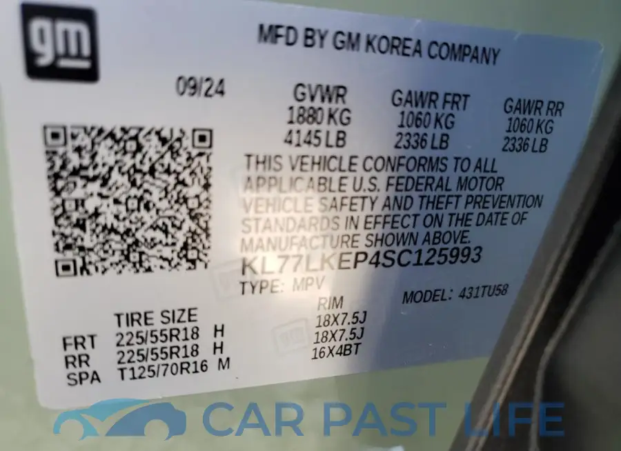 KL77LKEP4SC125993# 14