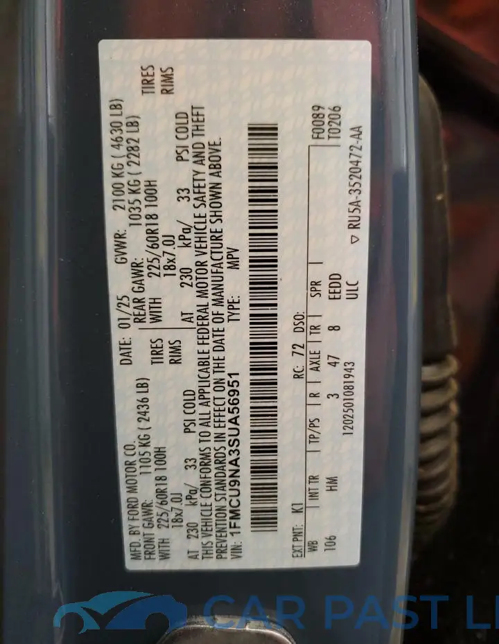 1FMCU9NA3SUA56951# 12