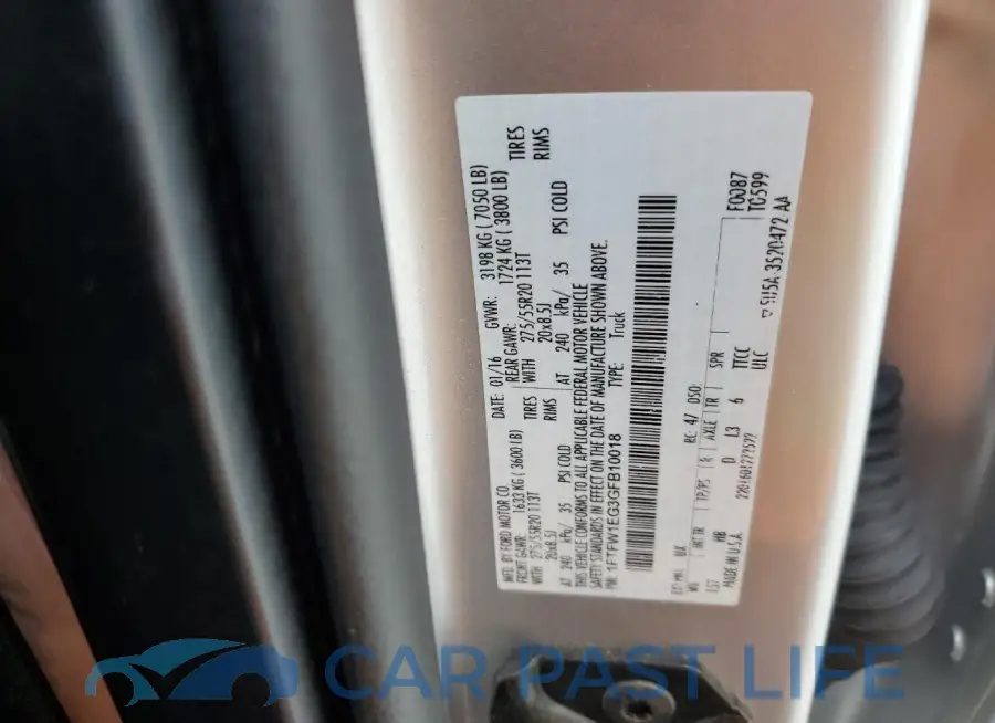 1FTFW1EG3GFB10018# 12