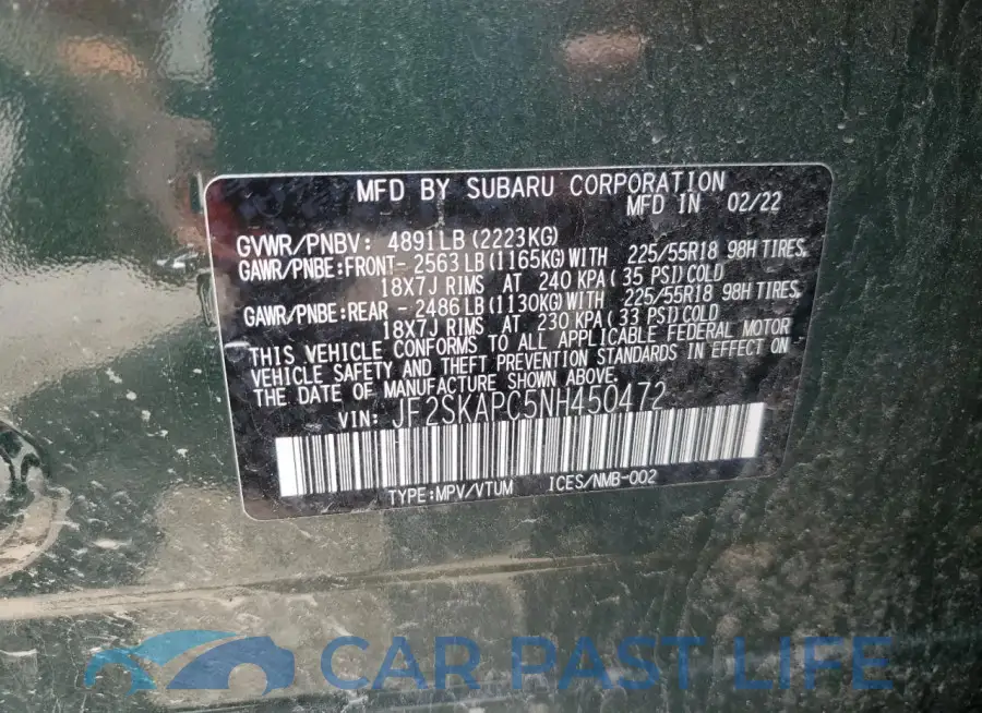 JF2SKAPC5NH450472# 13