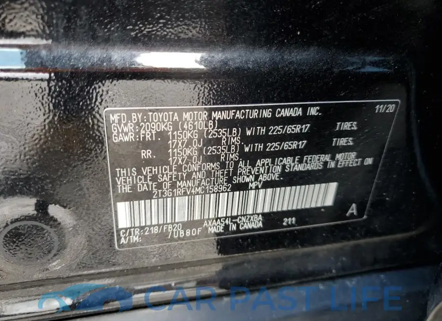 2T3G1RFV4MC158962# 13