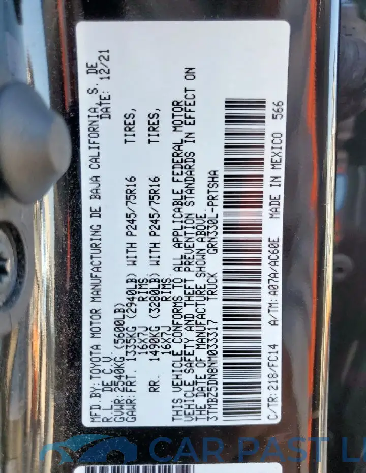 3TMBZ5DN8NM033317# 13