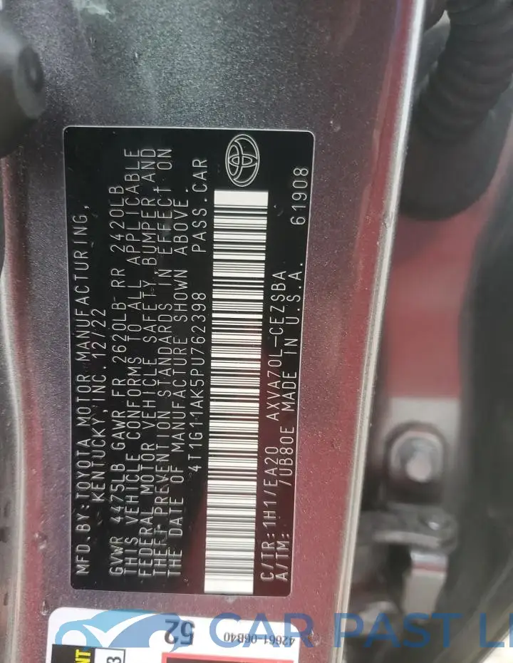 4T1G11AK5PU762398# 13