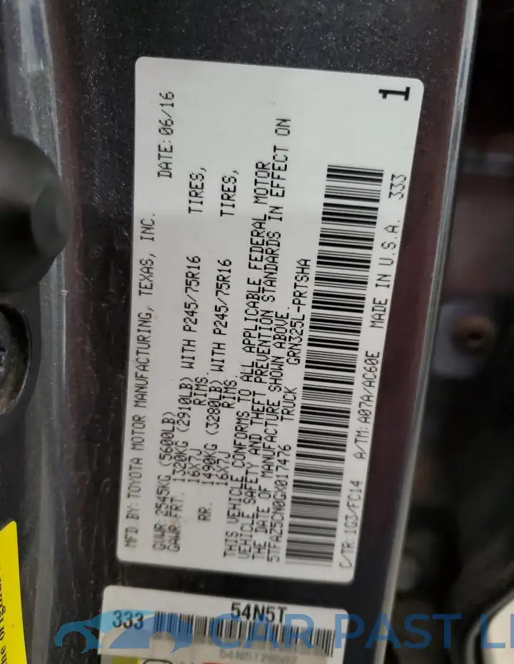 5TFAZ5CN0GX017476# 13