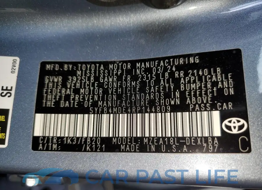 5YFB4MDE4RP144809# 12