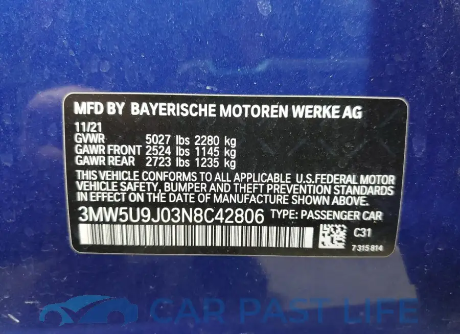 3MW5U9J03N8C42806# 12