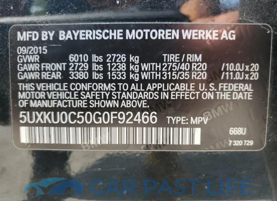5UXKU0C50G0F92466# 12