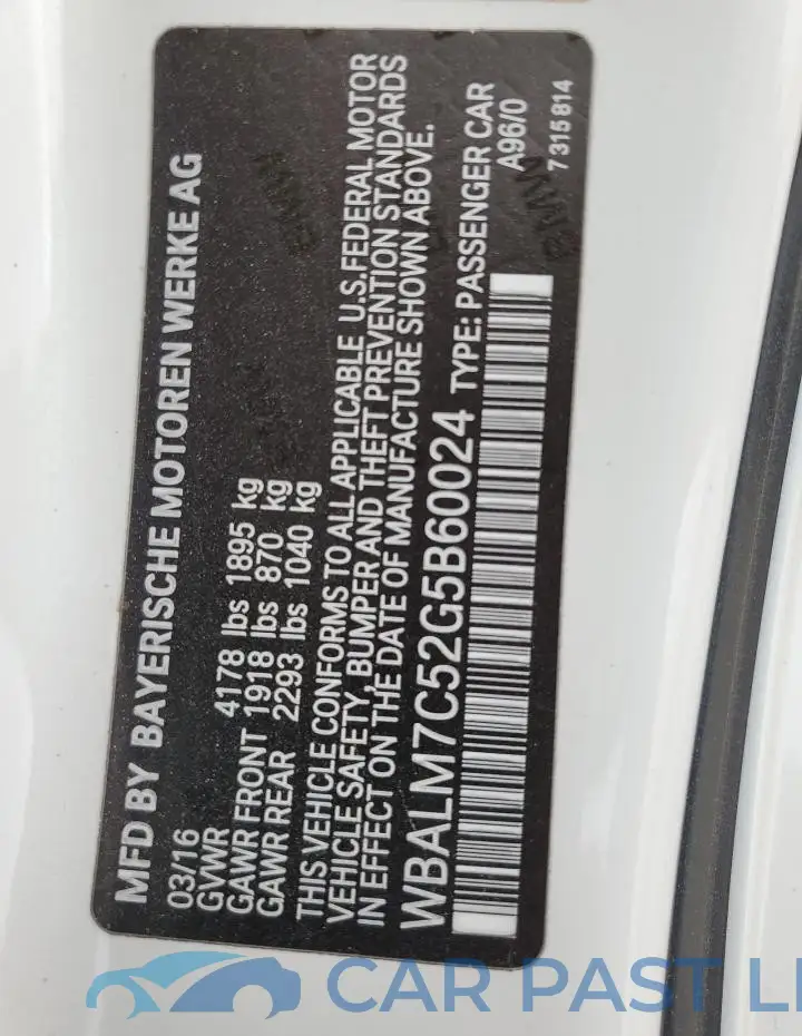 WBALM7C52G5B60024# 12