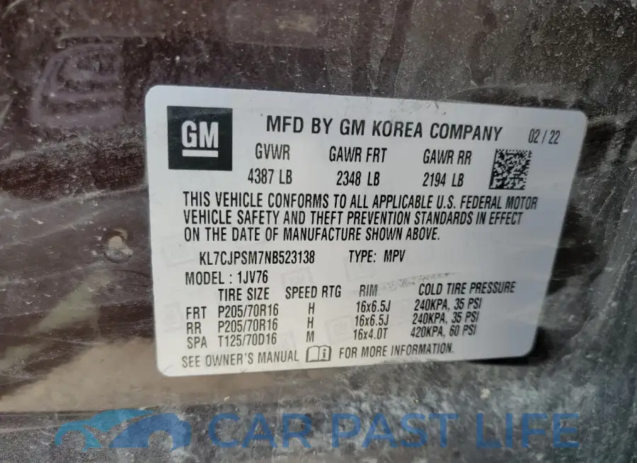 KL7CJPSM7NB523138# 13