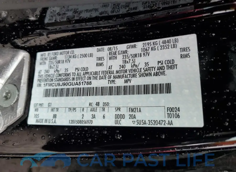 1FMCU9J90GUA51788# 14