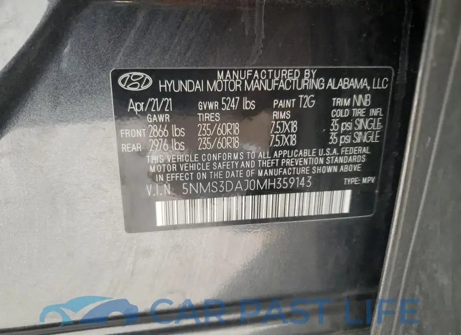 5NMS3DAJ0MH359143# 13