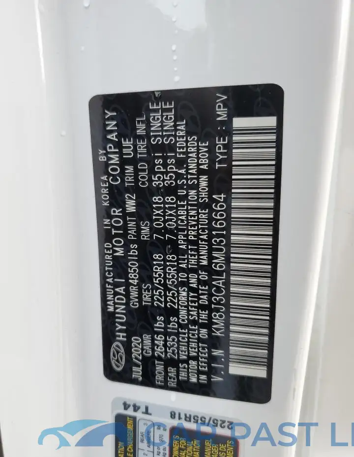 KM8J3CAL6MU316664# 12
