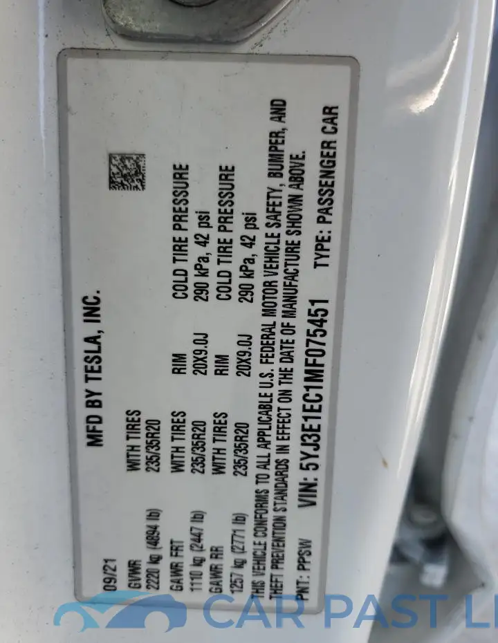 5YJ3E1EC1MF075451# 12