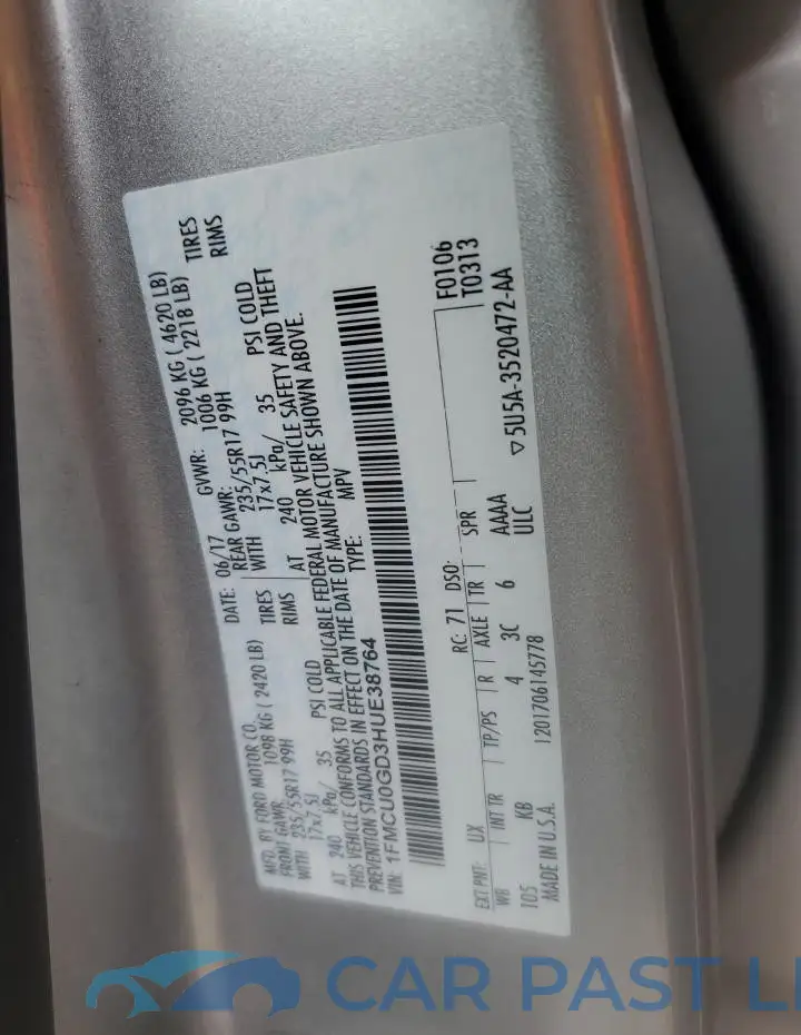 1FMCU0GD3HUE38764# 12