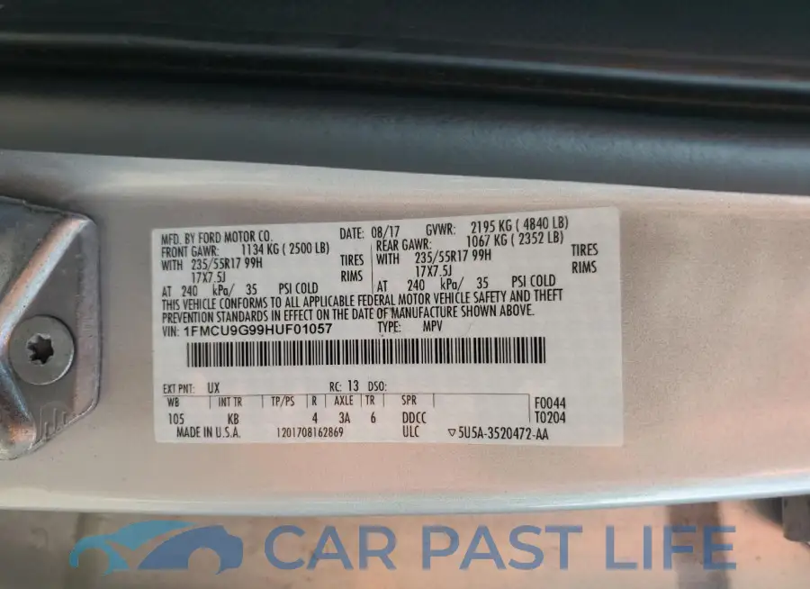 1FMCU9G99HUF01057# 12