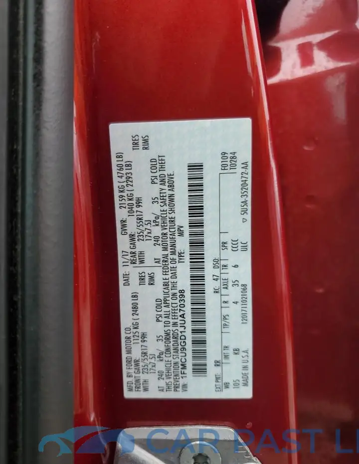 1FMCU9GD1JUA70398# 12