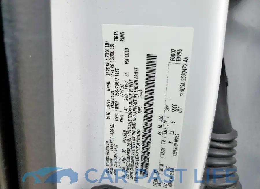 1FTFW1EF7HFA18550# 12