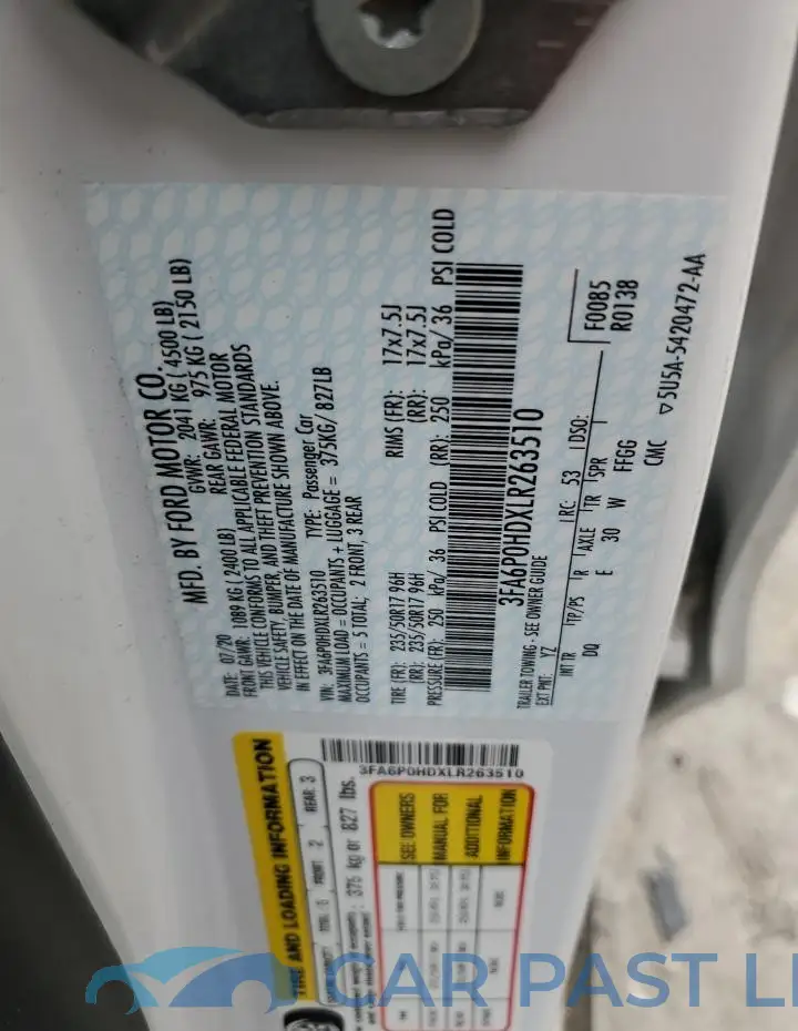 3FA6P0HDXLR263510# 12
