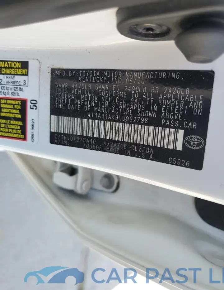 4T1A11AK9LU992798# 12