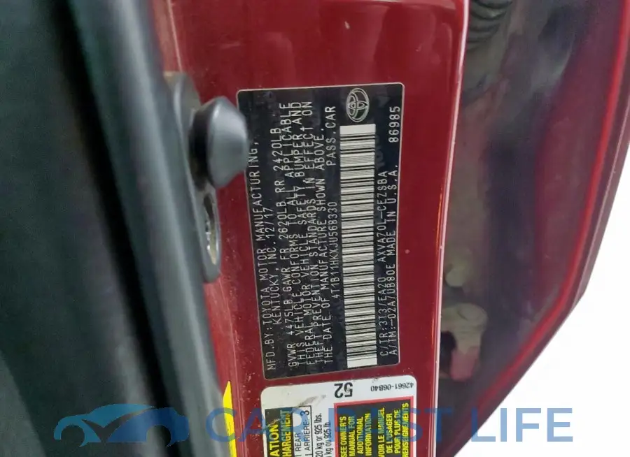 4T1B11HKXJU568330# 12