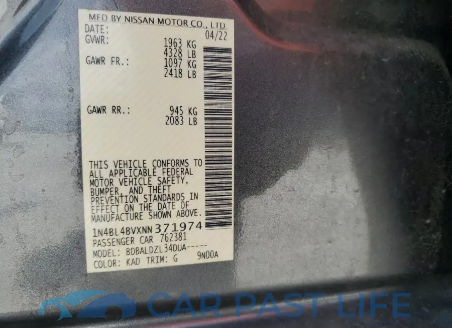1N4BL4BVXNN371974# 12