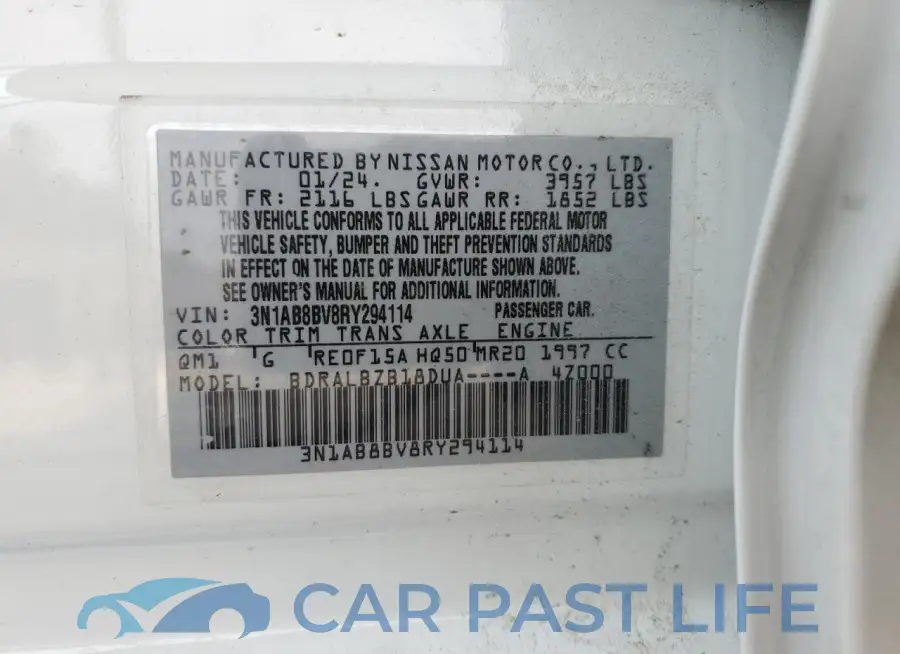 3N1AB8BV8RY294114# 12